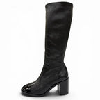Chanel 24k CC Logo Side Zip Leather Long Boots Black — view 5