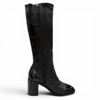 Chanel 24k CC Logo Side Zip Leather Long Boots Black — view 6