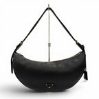 Prada Dumilune Triangle Logo Leather Shoulder Bag Black