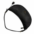 Prada Dumilune Triangle Logo Leather Shoulder Bag Black — view 7