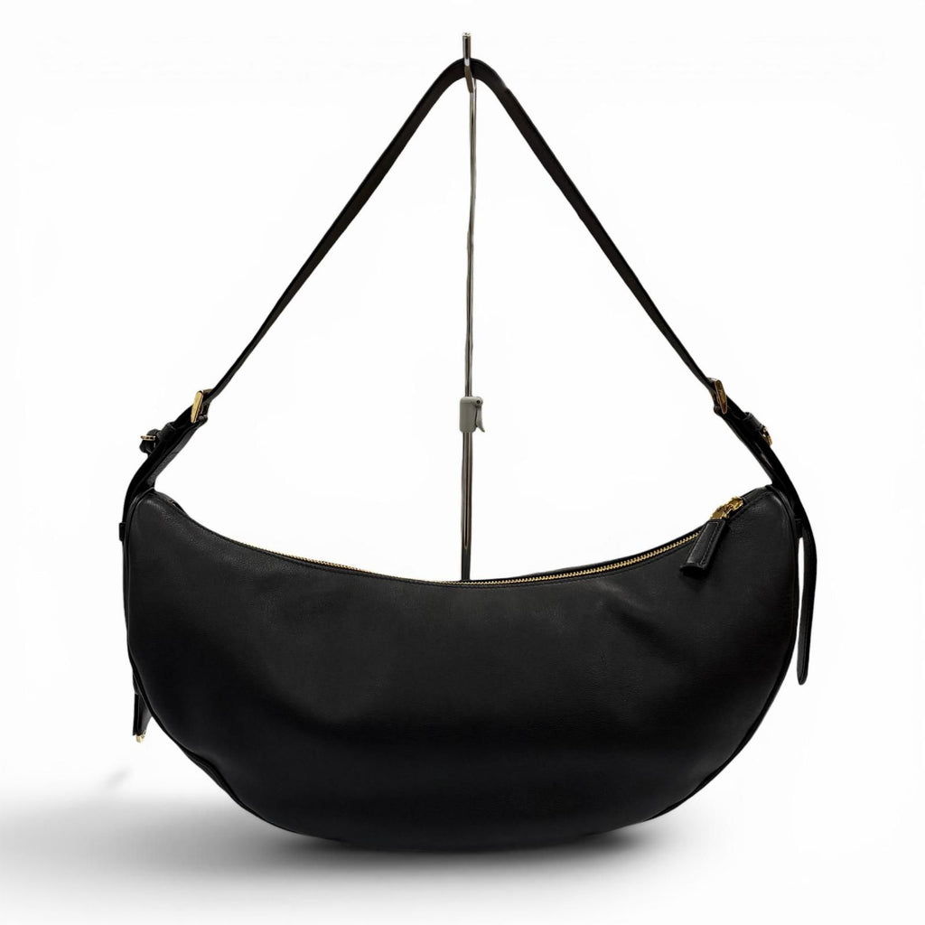 Prada Dumilune Triangle Logo Leather Shoulder Bag Black — view 3