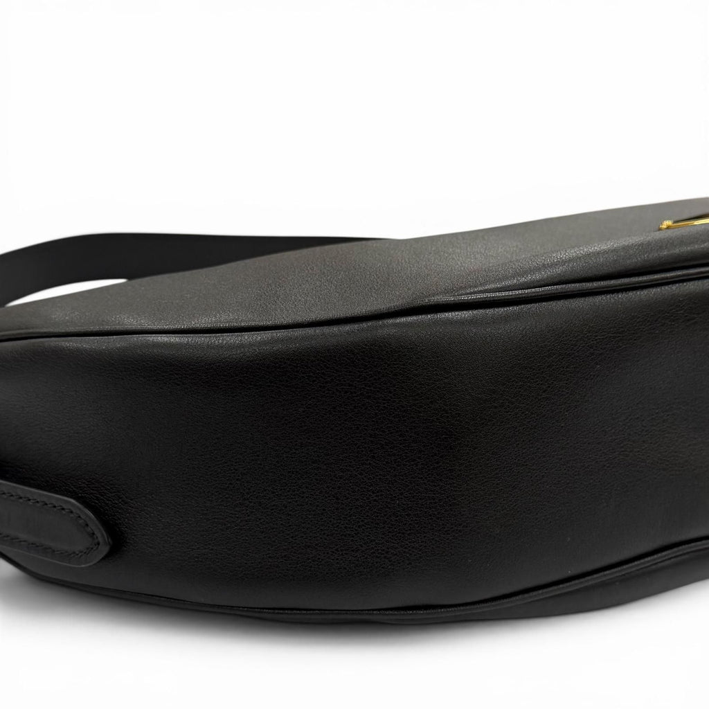 Prada Dumilune Triangle Logo Leather Shoulder Bag Black — view 6