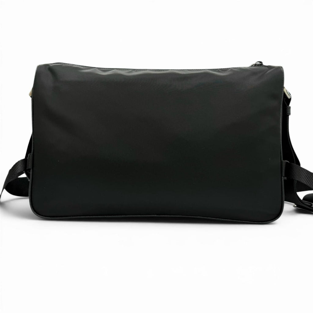 Prada Nylon Leather Triangle Logo Plate Re-Nylon Shoulder Bag Black — view 3