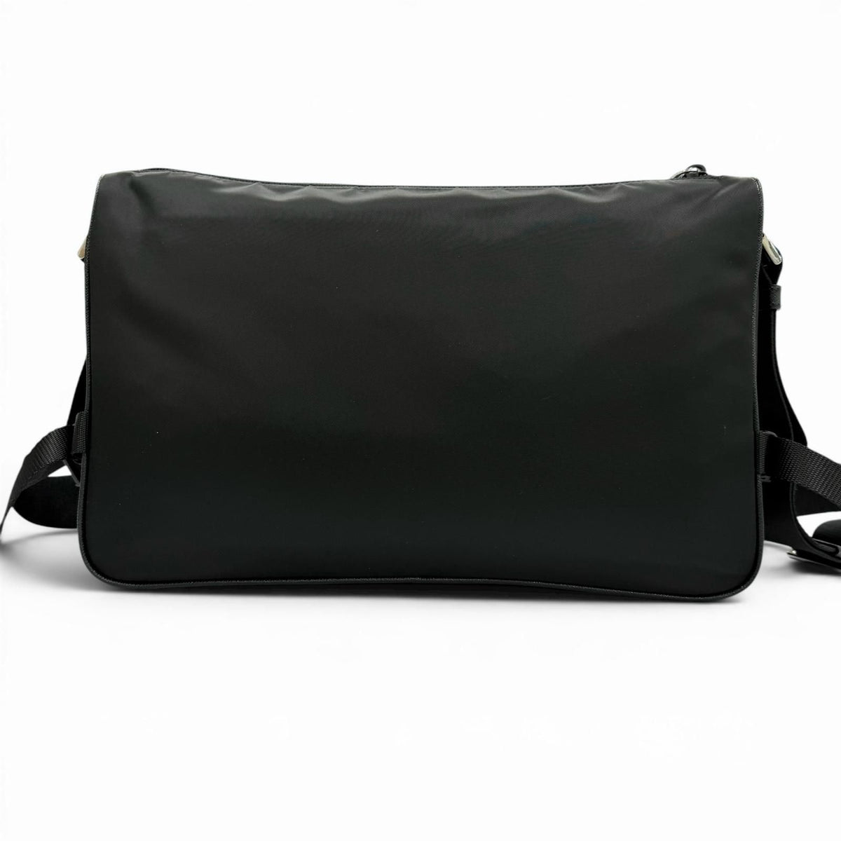 Prada Nylon Leather Triangle Logo Plate Re-Nylon Shoulder Bag Black — view 3