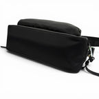 Prada Nylon Leather Triangle Logo Plate Re-Nylon Shoulder Bag Black — view 4