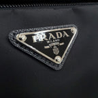 Prada Nylon Leather Triangle Logo Plate Re-Nylon Shoulder Bag Black — view 8