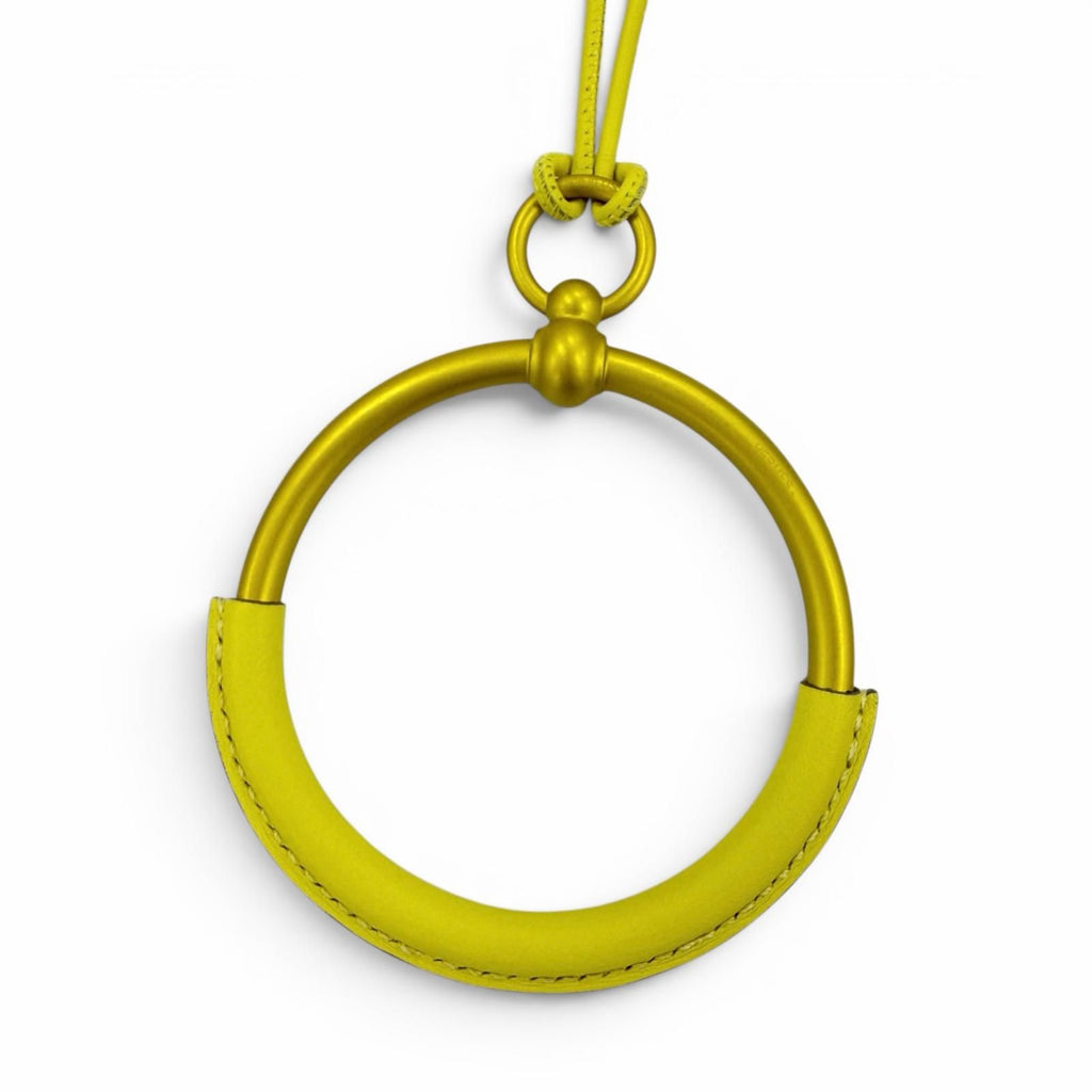 Hermes Loup Grand Necklace Leather Pendant Yellow