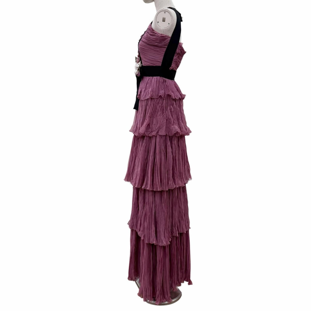 Gucci Silk 100% Rosie Huntington White Lee Ringo Shiina with Brooch Dress Pink — view 2