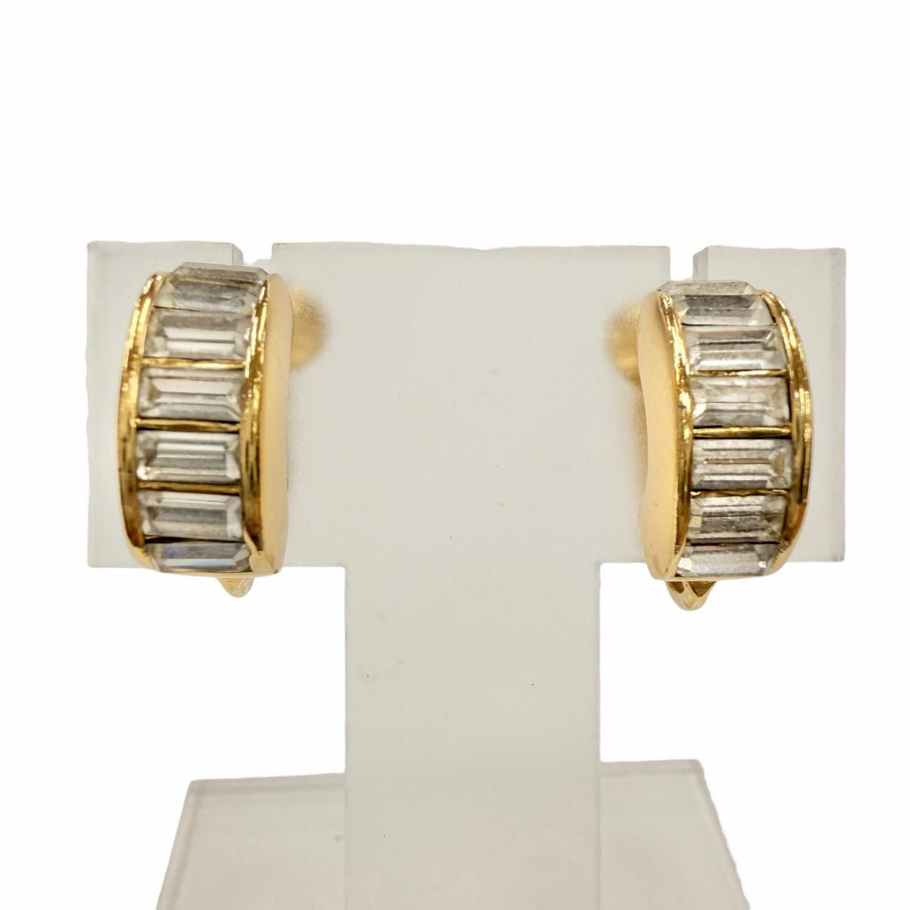 Dior Vintage Baguette Cla Star Hagi Earrings Gold Clear