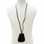 Hermes Vintage Leather Silver Martin Margiela Era Clochette Necklace Black — view 2