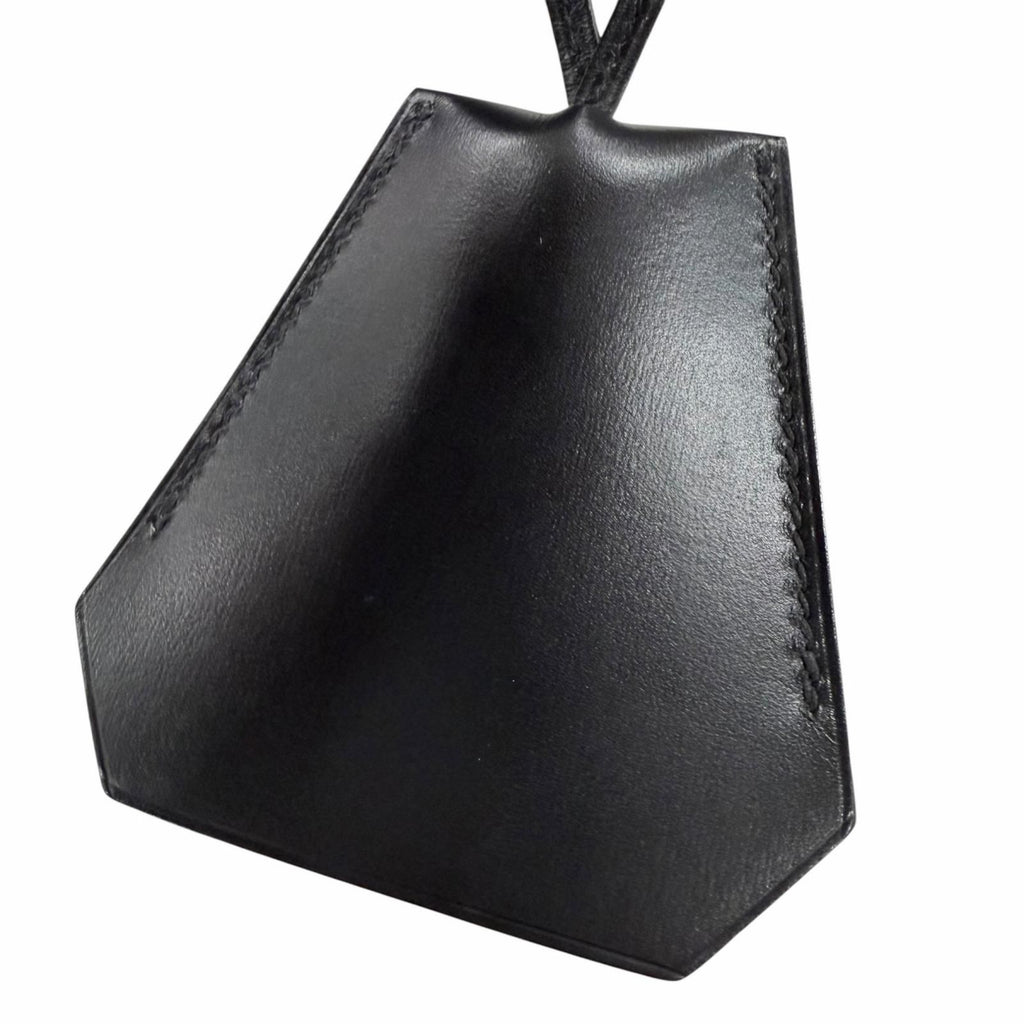 Hermes Vintage Leather Silver Martin Margiela Era Clochette Necklace Black — view 4