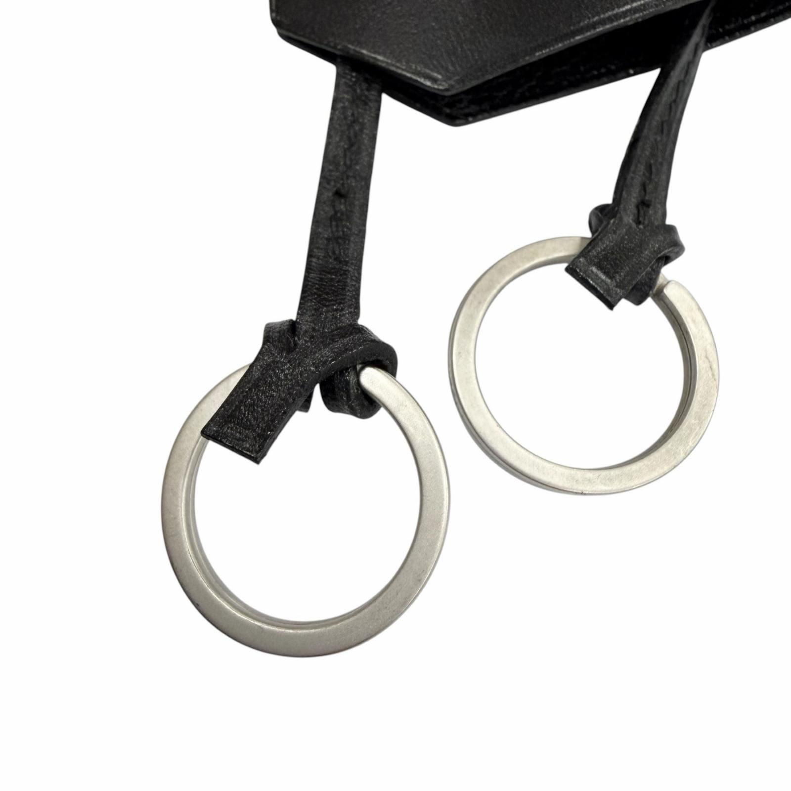 Hermes Vintage Leather Silver Martin Margiela Era Clochette Necklace Black — view 5