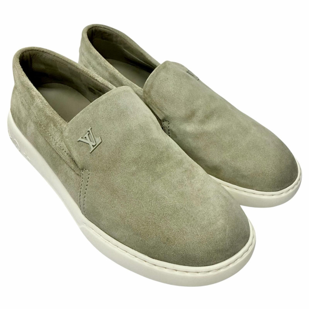 Louis Vuitton Pacific Line Suede Leather LV Logo Slip on Sneakers Gray 7.5 — view 3