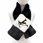 Louis Vuitton Echarpe Gogram Mink LV Logo Back Monogram Tippet Shawl Black — view 4