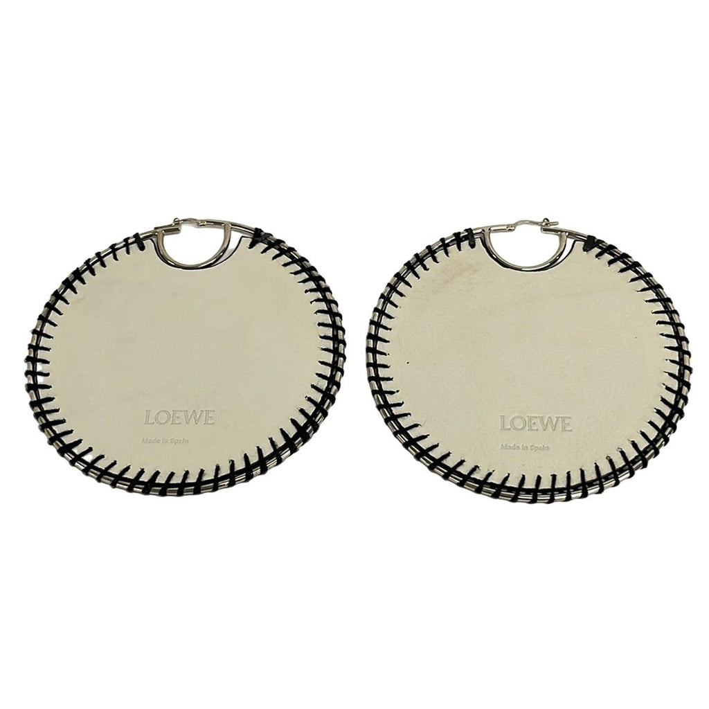 Loewe Earrings Leather White Black Silver — view 2