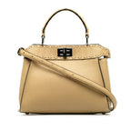 Fendi Selleria Peekaboo Mini 2-Way Shoulder Bag Beige Leather — view 2
