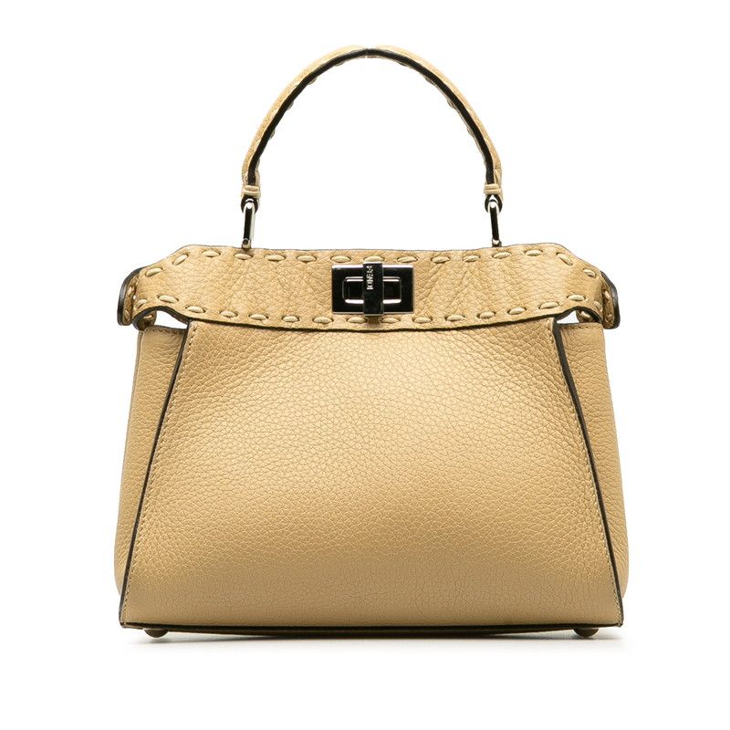 Fendi Selleria Peekaboo Mini 2-Way Shoulder Bag Beige Leather — view 4