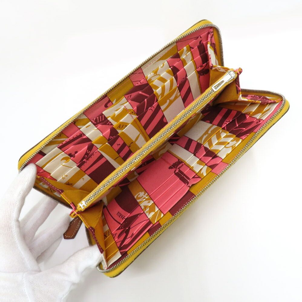 Hermes Azap Long Silk in Joan Ambre Epsom Yellow Zip Around Wallet — view 5