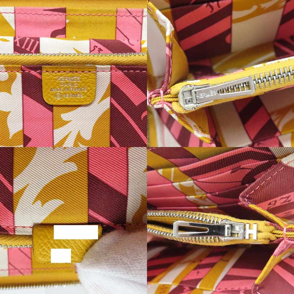 Hermes Azap Long Silk in Joan Ambre Epsom Yellow Zip Around Wallet — view 8