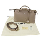 Fendi 2-Way Shoulder Bag Leather Visible Gray Ju Handheld Crossbody Fabric — view 6