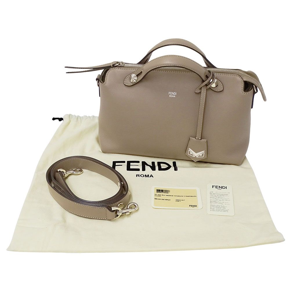 Fendi 2-Way Shoulder Bag Leather Visible Gray Ju Handheld Crossbody Fabric — view 6