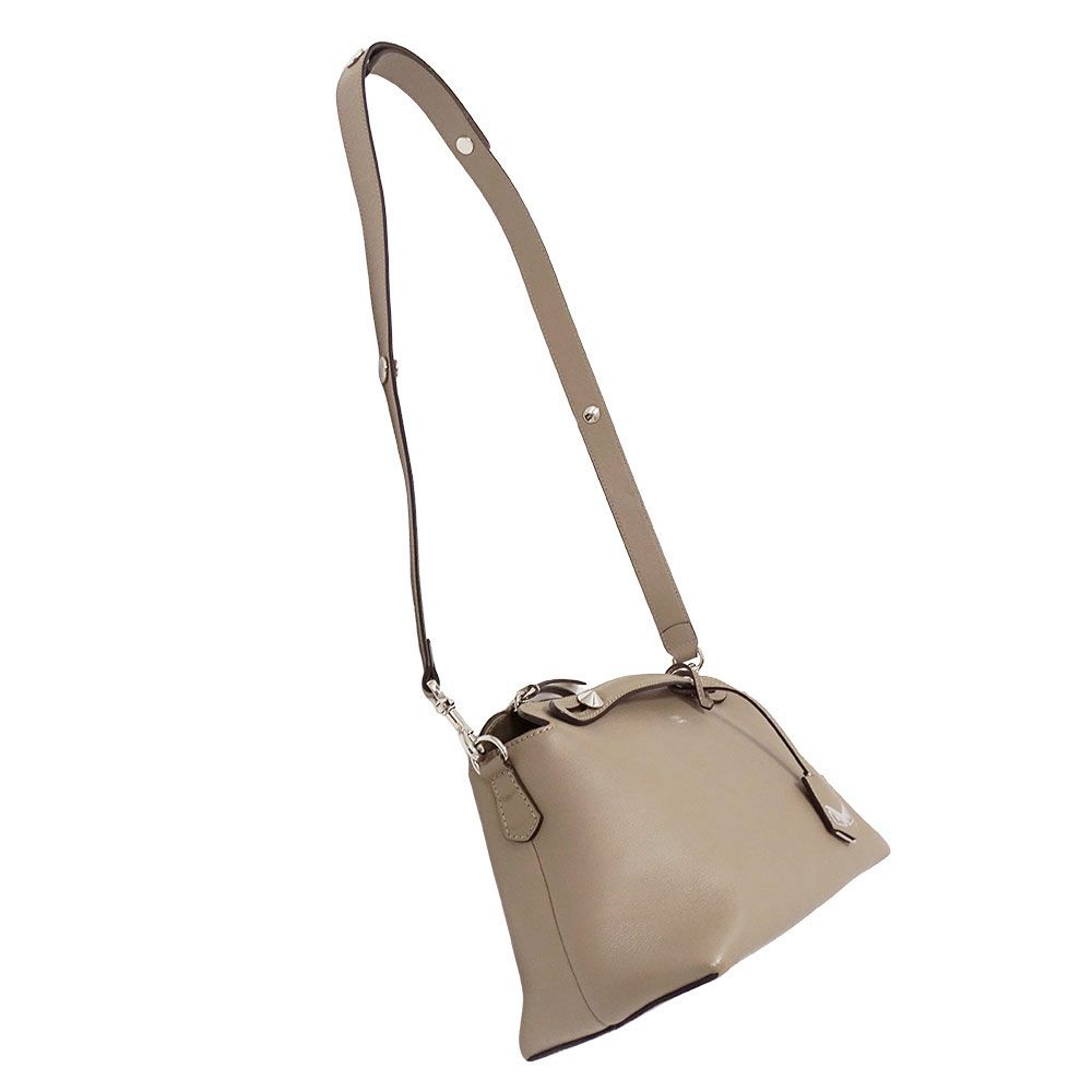 Fendi 2-Way Shoulder Bag Leather Visible Gray Ju Handheld Crossbody Fabric — view 5