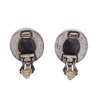 Chanel Earrings Black Silver CC Logo Oval Large — view 4