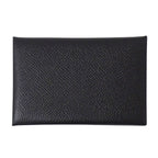 Hermes Card Case Calvi Veau Epsom Black Silver Business Holder