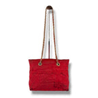 Prada Triangle Logo Quilted Chain Shoulder Bag Semi Red Tessuto — view 4