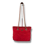 Prada Triangle Logo Quilted Chain Shoulder Bag Semi Red Tessuto — view 3