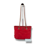 Prada Triangle Logo Quilted Chain Shoulder Bag Semi Red Tessuto — view 2