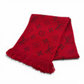 Louis Vuitton Echarpe Logo Mania Wool Silk Blend Ruby Scarf with Fringe