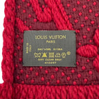 Louis Vuitton Echarpe Logo Mania Wool Silk Blend Ruby Scarf with Fringe — view 6