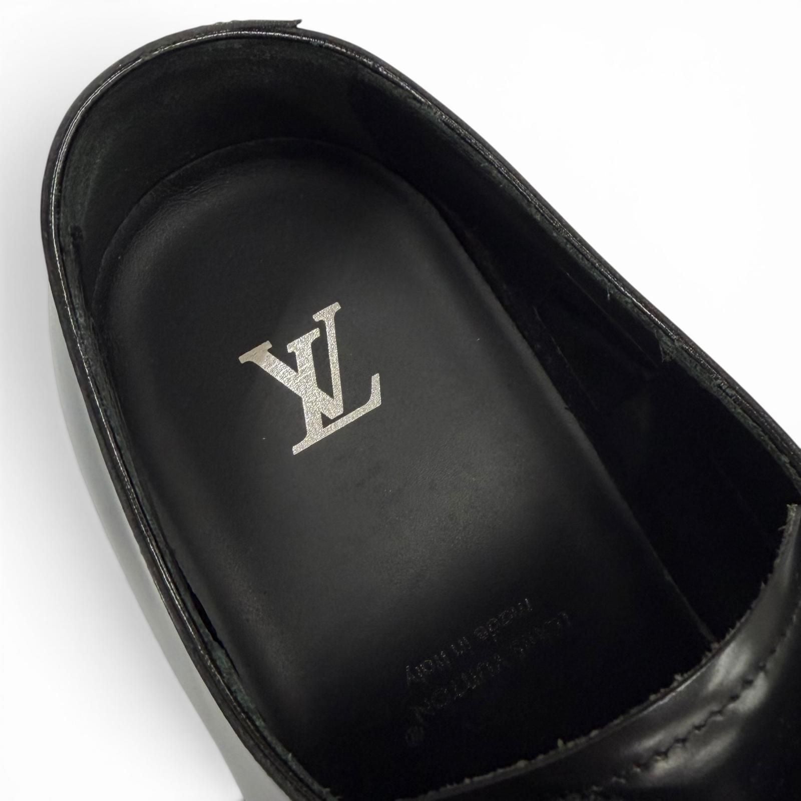 Louis Vuitton Damier Gradient Mini Star Line Lace Up Leather Shoes Black 8 — view 7
