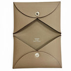Hermes Calvi Veau Epsom Etoupe Silver Business Card Holder Case Recommended — view 6