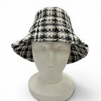 Chanel Wool Tweed Bucket Hat with CC Logo Black Gray White — view 2