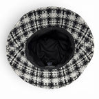 Chanel Wool Tweed Bucket Hat with CC Logo Black Gray White — view 6