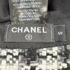 Chanel Wool Tweed Bucket Hat with CC Logo Black Gray White — view 8