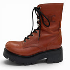 Celine Triomphe Rangers Mid Leather Lace Up Boots Short Brown — view 5