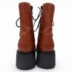 Celine Triomphe Rangers Mid Leather Lace Up Boots Short Brown — view 9