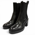 Hermes Lindsay 70 Straight Tip Side Gore Chunky Heels Leather Short Boots Black