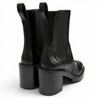 Hermes Lindsay 70 Straight Tip Side Gore Chunky Heels Leather Short Boots Black — view 3