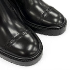 Hermes Lindsay 70 Straight Tip Side Gore Chunky Heels Leather Short Boots Black — view 8
