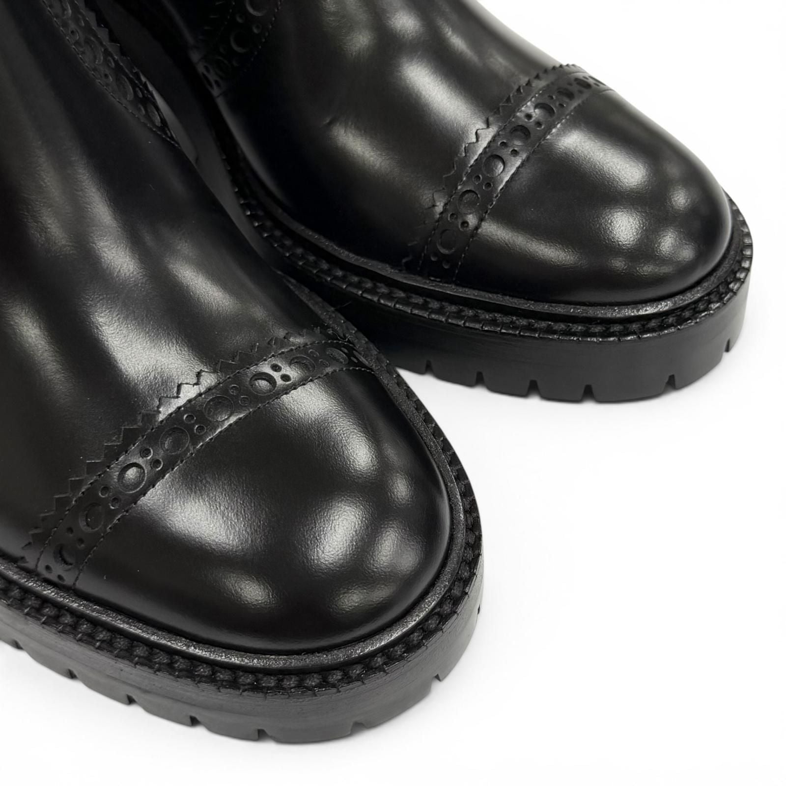 Hermes Lindsay 70 Straight Tip Side Gore Chunky Heels Leather Short Boots Black — view 8