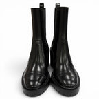 Hermes Lindsay 70 Straight Tip Side Gore Chunky Heels Leather Short Boots Black — view 4
