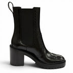 Hermes Lindsay 70 Straight Tip Side Gore Chunky Heels Leather Short Boots Black — view 6