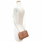 Celine Smooth Calfskin Cuill Triomphe Chain Clutch Shoulder Bag Tan Brown — view 7