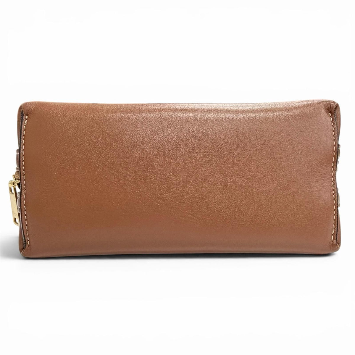 Celine Smooth Calfskin Cuill Triomphe Chain Clutch Shoulder Bag Tan Brown — view 5