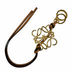 Loewe Classic Calf Tan Anagram Key Holder Bag Charm Gold