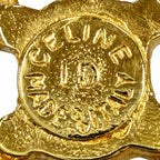 Celine Vintage Triomphe Blason Rhinestone Necklace Gold — view 7